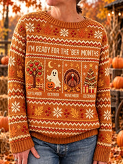 Damen Vintage Ich bin bereit für die Monate Druck Lang ärmel ige Pullover