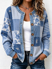 Damen-Strickjacke mit Patchwork-Design
