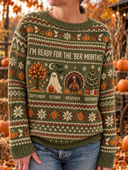 Damen-Vintage-Langarm-Pullover mit dem Aufdruck „I’m Ready For The 'ber Months“