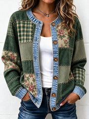 Damen-Strickjacke mit Patchwork-Design