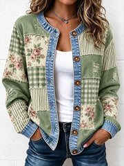 Damen-Strickjacke mit Patchwork-Design