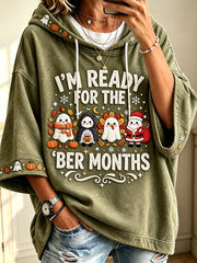 Damen-Vintage-Kapuzenpullover mit dem Aufdruck „Ich bin bereit für die ‚ber-Monate“ – kuschelig und gemütlich