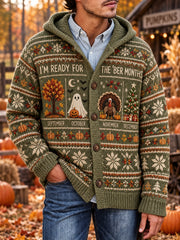 Herren Vintage Ich bin bereit für die Monate Druck Gemütliche Kapuzen strickjacke