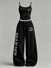 Gedrucktes Freizeit set für Frauen "Walk By Faith"