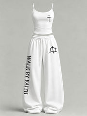 Gedrucktes Freizeit set für Frauen "Walk By Faith"