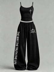 Frauen 'The Way The Truth The Life' bedrucktes Casual Set