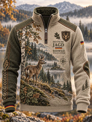 Herren-Fleecegefüttertes Stehkragen-Sweatshirt für die deutsche Jagdsaison