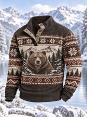 Herren-Winterpullover mit Bärenmuster, lässig