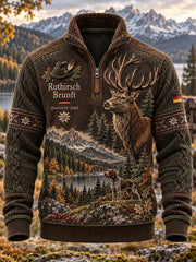 Herren-Fleecegefüttertes Stehkragen-Sweatshirt für die deutsche Jagdsaison