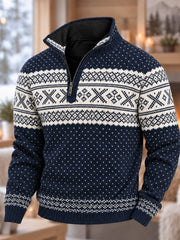 Herren-Nordic-Norwegen-Kunstdruck-Kapuzenpullover mit Reißverschluss
