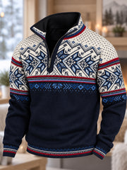 Herren-Nordic-Norwegen-Kunstdruck-Kapuzenpullover mit Reißverschluss
