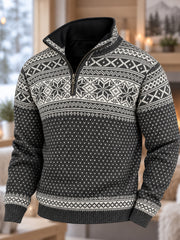 Herren-Nordic-Norwegen-Kunstdruck-Kapuzenpullover mit Reißverschluss