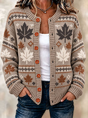 Strickjacke im Herbst-Maple Leaf-Stil für Damen