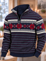 Herren-Nordic-Norwegen-Kunstdruck-Kapuzenpullover mit Reißverschluss
