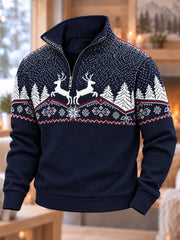 Herren-Nordic-Norwegen-Kunstdruck-Kapuzenpullover mit Reißverschluss