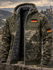 Herren-Camouflage-Kapuzenjacke mit langen Ärmeln und Gedenkdruck für Veteranen