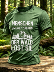 Herren-T-Shirt mit Outdoor- und Naturmotiv – Waldgrafik