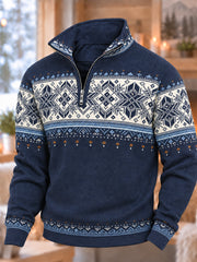 Herren-Nordic-Norwegen-Kunstdruck-Kapuzenpullover mit Reißverschluss