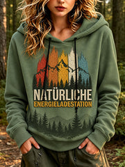 Damen-Hoodie mit Outdoor- und Naturmotiv im Waldstil