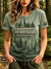 Damen-Outdoor-T-Shirt mit waldinspiriertem Grafikdesign