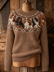 Damen niedliches Welpen design lässiger Langarm pullover