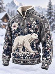 Langarm-Sweatshirt mit Fleece-Auskleidung für Frauen Nordic Forest Animal
