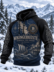 Herren-Raglan-Kapuzenpullover im Wikingerstil