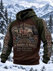 Herren-Raglan-Kapuzenpullover im Wikingerstil