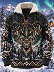 Langärmliges Sweatshirt mit Fleece ausgekleidet, nordischer Wald