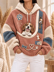 Damen-Kapuzenpullover mit Tasche und lustigen Tiermotiven für Hunde und Katzen, Hundekapuzenpullover