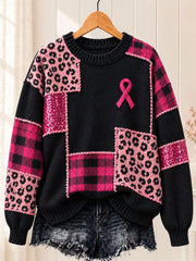 Frauen Brustkrebs Pink Ribbon Pullover mit Rundhals ausschnitt