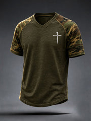 Männer Kreuz Kreuz Camo Kunst T-Shirt