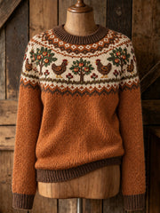 Lässiger Langarm-Pullover für Damen mit Tiermotiv-Design