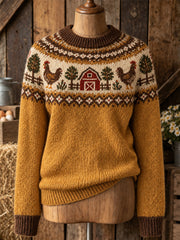 Lässiger Langarm-Pullover für Damen mit Tiermotiv-Design