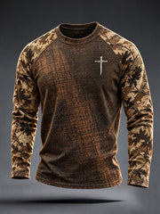 Herren-Kapuzenpullover mit Kreuz- und Camouflage-Design