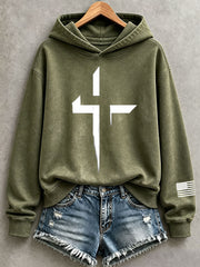 Frauen-Kapuzenpullover mit Glaubenskreuz