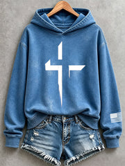 Frauen-Kapuzenpullover mit Glaubenskreuz