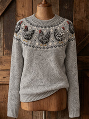 Damen pullover mit Rundhals ausschnitt