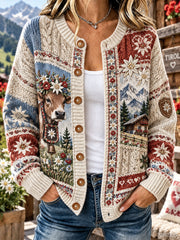 Damen-Strickjacke im Karo-Stil aus den österreichischen Alpen