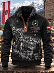 Herren-Sweatshirt mit Motivdruck, Mock-Neck und langen Ärmeln zur Feier des Nationalfeiertags