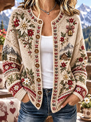 Damen-Strickjacke im Karo-Stil aus den österreichischen Alpen