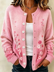 Frauen Brustkrebs Bewusstsein Unterstützung Rosa Blumen Strickjacke