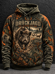 Herren-Hoodie in Übergröße mit abfallender Schulter und Taschen – deutsche Jagdsaison