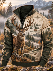Herren-Herbstjacke mit halbem Reißverschluss und langen Ärmeln für die Jagdsaison