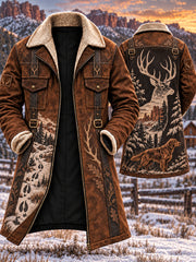 Herren Vintage Western Hunting Art Print lässig bequemer Mantel