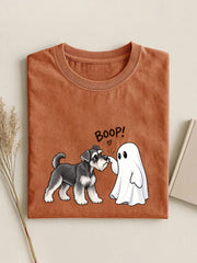 Lustiges Halloween-Hunde-und Geister druck für Frauen lässiges T-Shirt