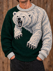 Herrenpullover mit Tiermotiv-Druck und Rundhalsausschnitt