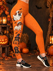 Damen Halloween Dackel Leggings
