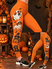 Damen Halloween Dackel Leggings