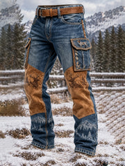 Herren Vintage Western Jagd kunst Druck lässige Cargo hosen
